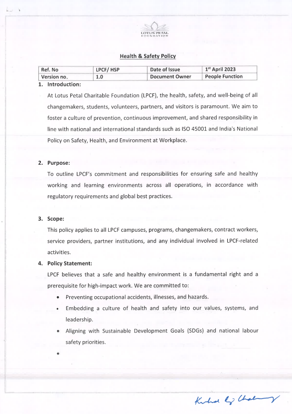Health and Safety Policy